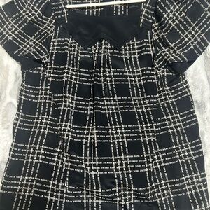 Marc By Marc Jacobs Black and White Pleated Puff Sleeve Top